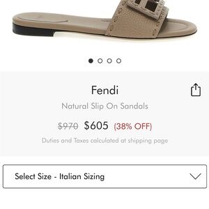 Fendi Natural Slip On Sandals